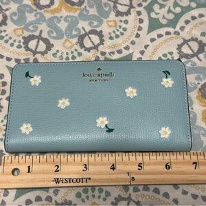 Kate Spade Blue Floral Slim Leather Wallet